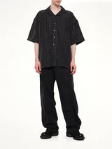 Camp Collar SS Shirt in Black/White Stripe