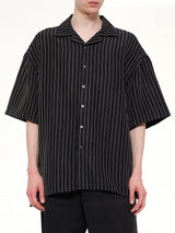 Camp Collar SS Shirt in Black/White Stripe