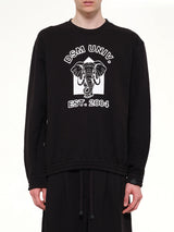 Pile Knit Cotton Sweatshirt in Black