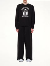 Pile Knit Cotton Sweatshirt in Black