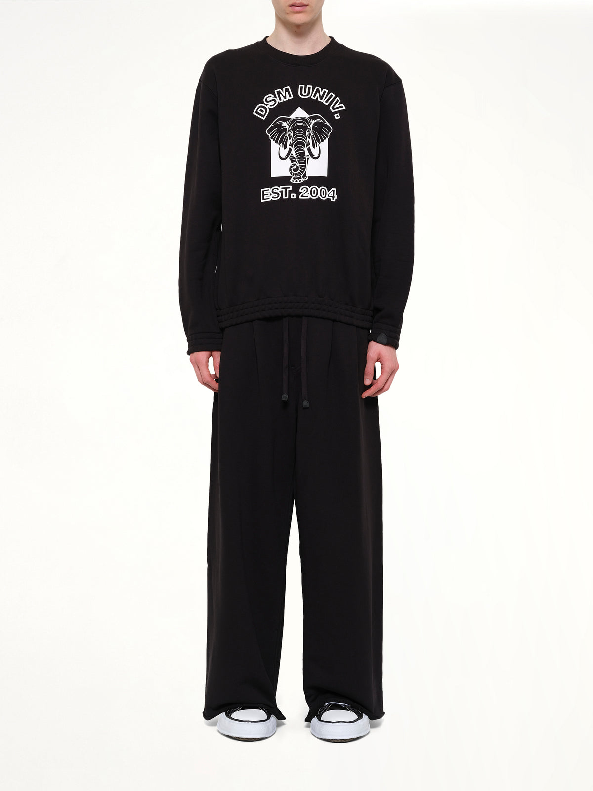 Pile Knit Cotton Sweatshirt in Black