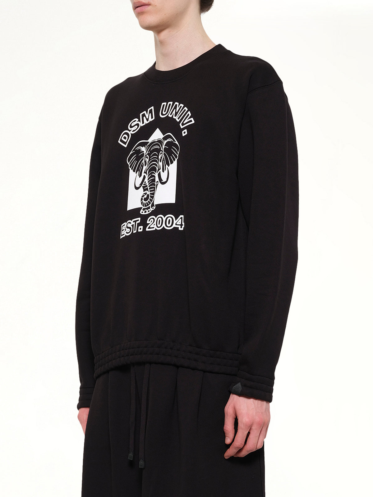 Pile Knit Cotton Sweatshirt in Black