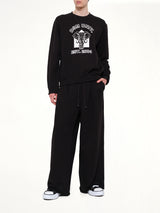 Pile Knit Cotton Sweatshirt in Black