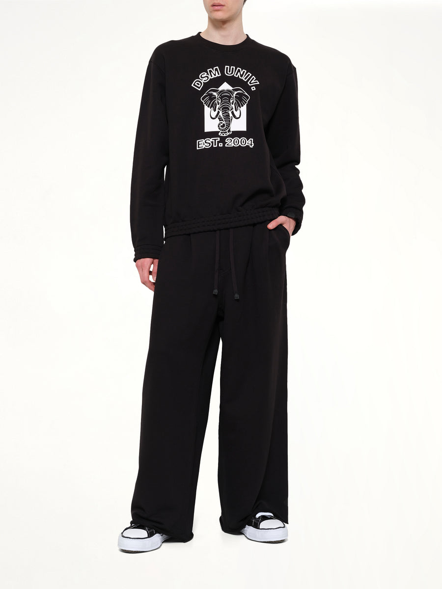 Pile Knit Cotton Sweatshirt in Black