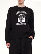 Pile Knit Cotton Sweatshirt in Black