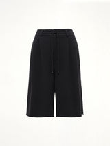 Pleated Shorts Back Pile Knit in Black