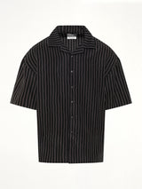 Camp Collar SS Shirt in Black/White Stripe