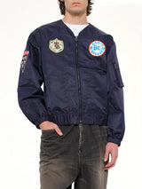 Kenzo Badges Collarless Bomber in Navy Blue