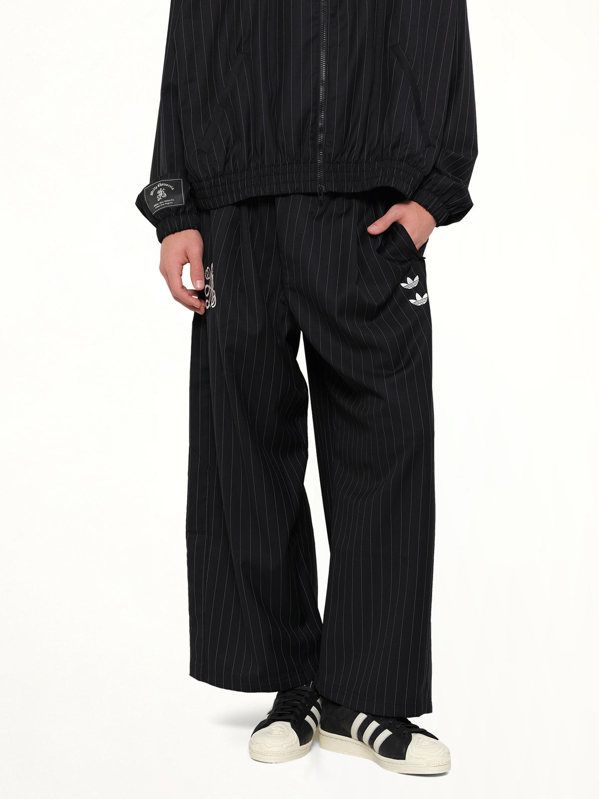 Adidas x WC Pinstripe Pants in Black/White