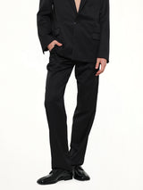 Compact Light Wool Suit Pants in Black