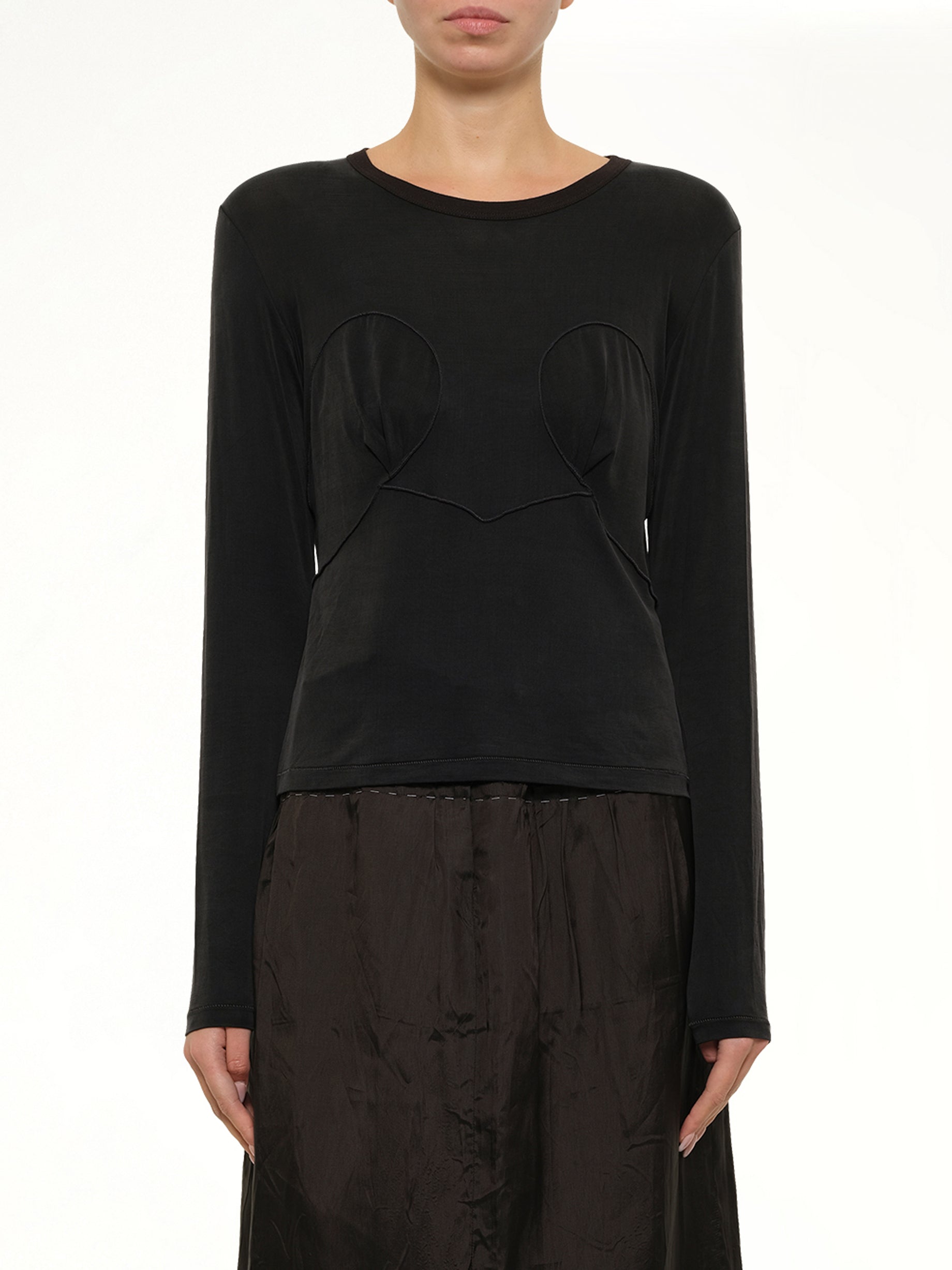 Cut-out Long Sleeve T-Shirt in Black