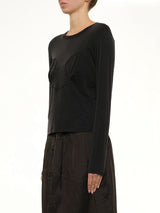 Cut-out Long Sleeve T-Shirt in Black