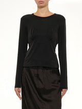 Cut-out Long Sleeve T-Shirt in Black