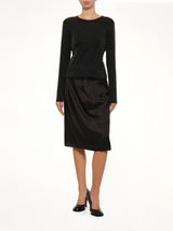 Cut-out Long Sleeve T-Shirt in Black