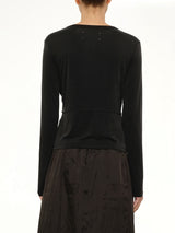 Cut-out Long Sleeve T-Shirt in Black