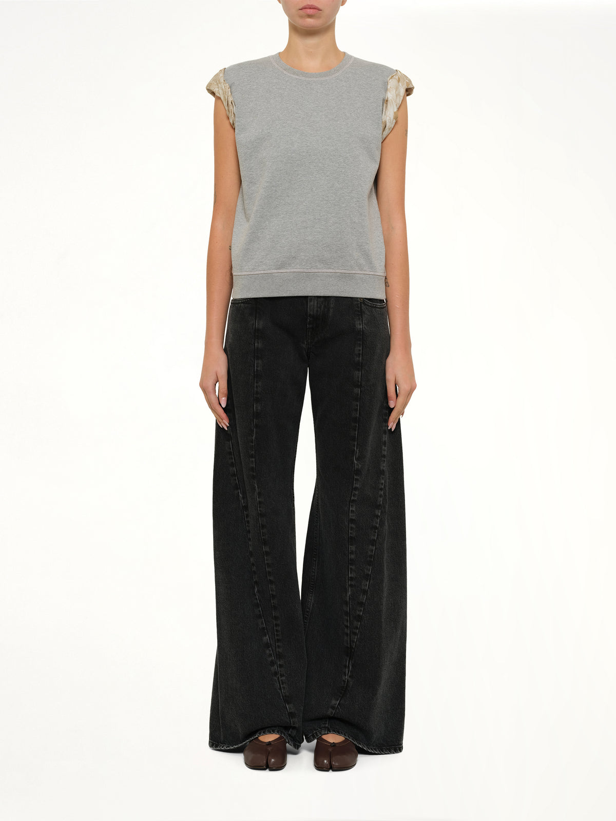 Exposed Lining Sweatshirt in Grey Melange