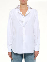 Open Neck Long Sleeve Shirt in White