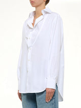 Open Neck Long Sleeve Shirt in White