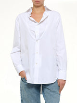 Open Neck Long Sleeve Shirt in White