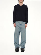 V Neck Sweater in Blu/Black
