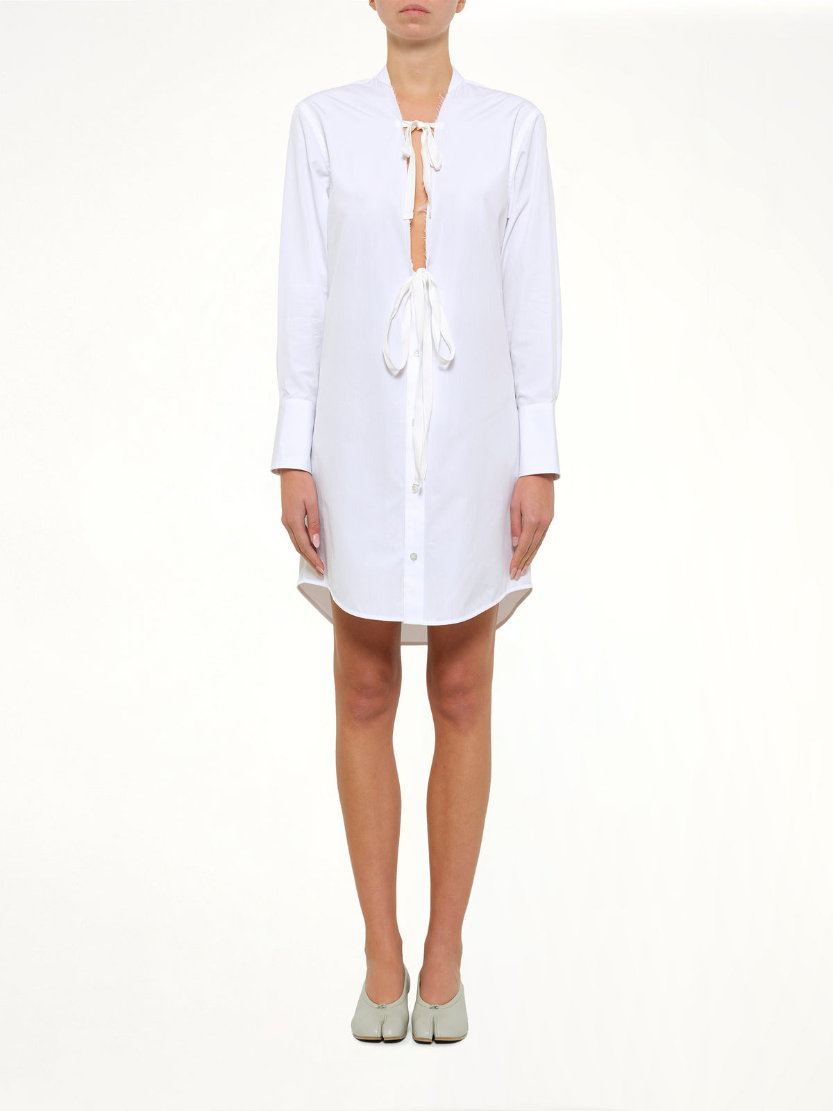 V Neck Midi Dress in White