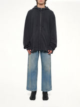 Zip Hoodie in Washed Black