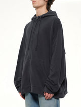 Zip Hoodie in Washed Black