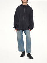 Zip Hoodie in Washed Black