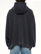 Zip Hoodie in Washed Black