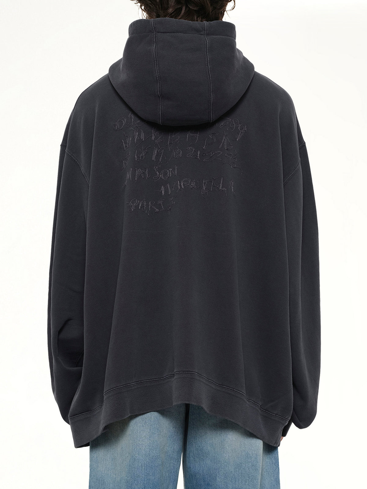 Zip Hoodie in Washed Black