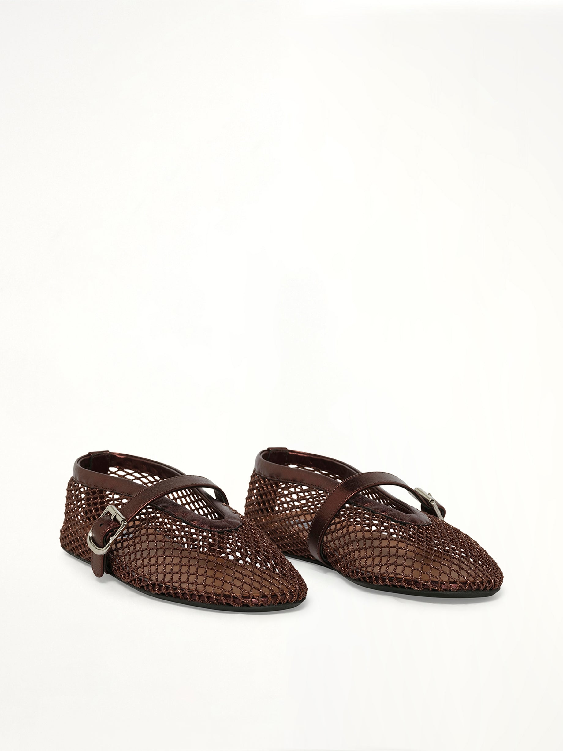 Ballet Fishnet Flats in Bronze