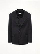 Compact Light Wool Blazer in Black
