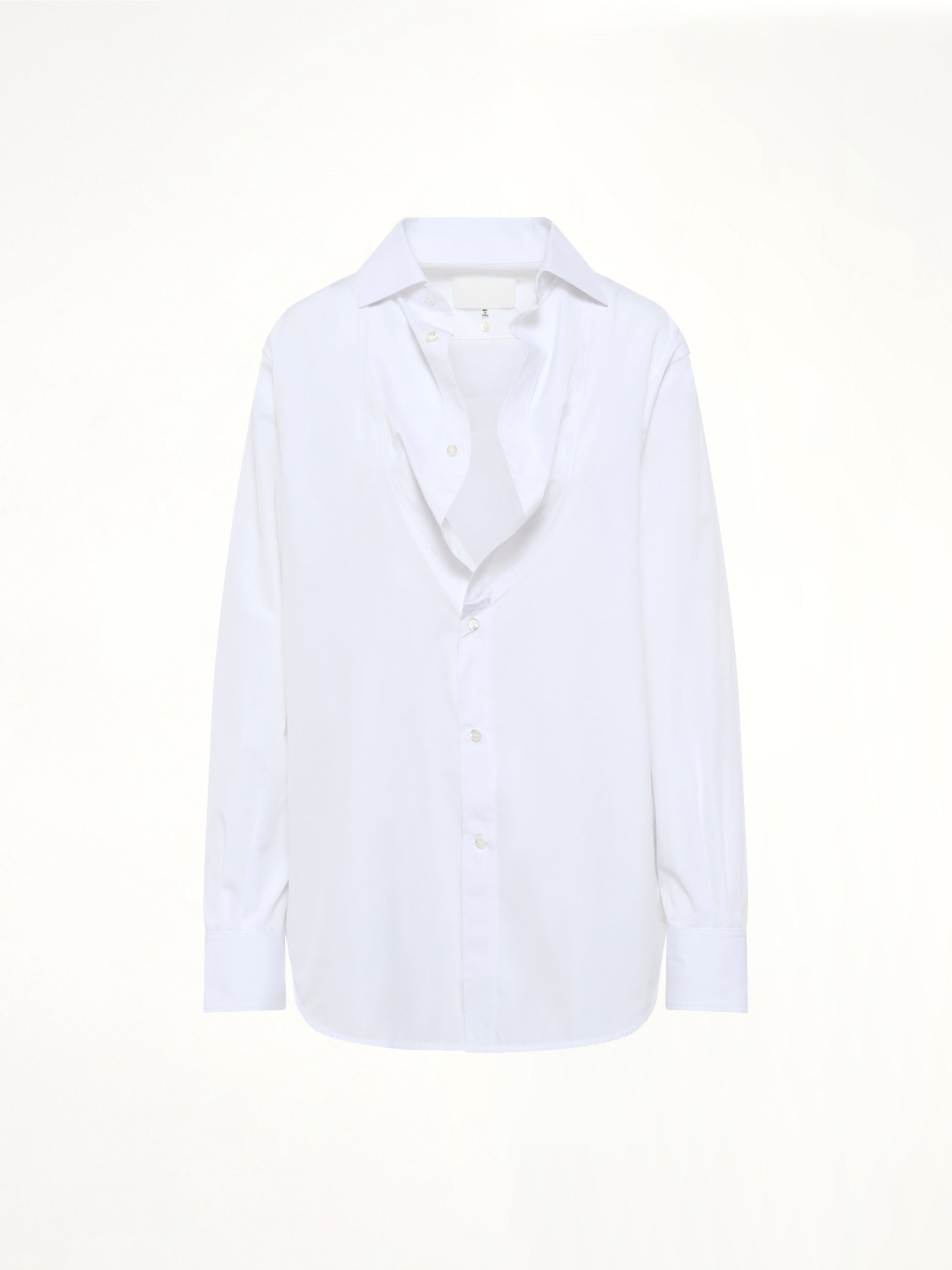 Open Neck Long Sleeve Shirt in White