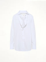 Open Neck Long Sleeve Shirt in White