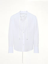 V Neck Long Sleeved Shirt in White