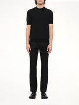 Fine Merino Knit T-Shirt in Black