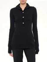 High Neck Henley in Black