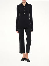 High Neck Henley in Black