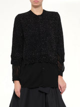 Lame Fur Cardigan in Black