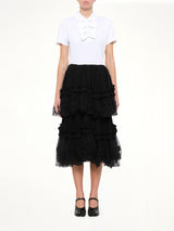 Organza Gathered Skirt in Black