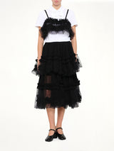 Organza Gathered Skirt in Black