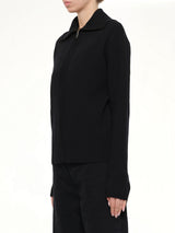 Knit Zip Up Jacket in Black