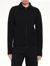 Knit Zip Up Jacket in Black