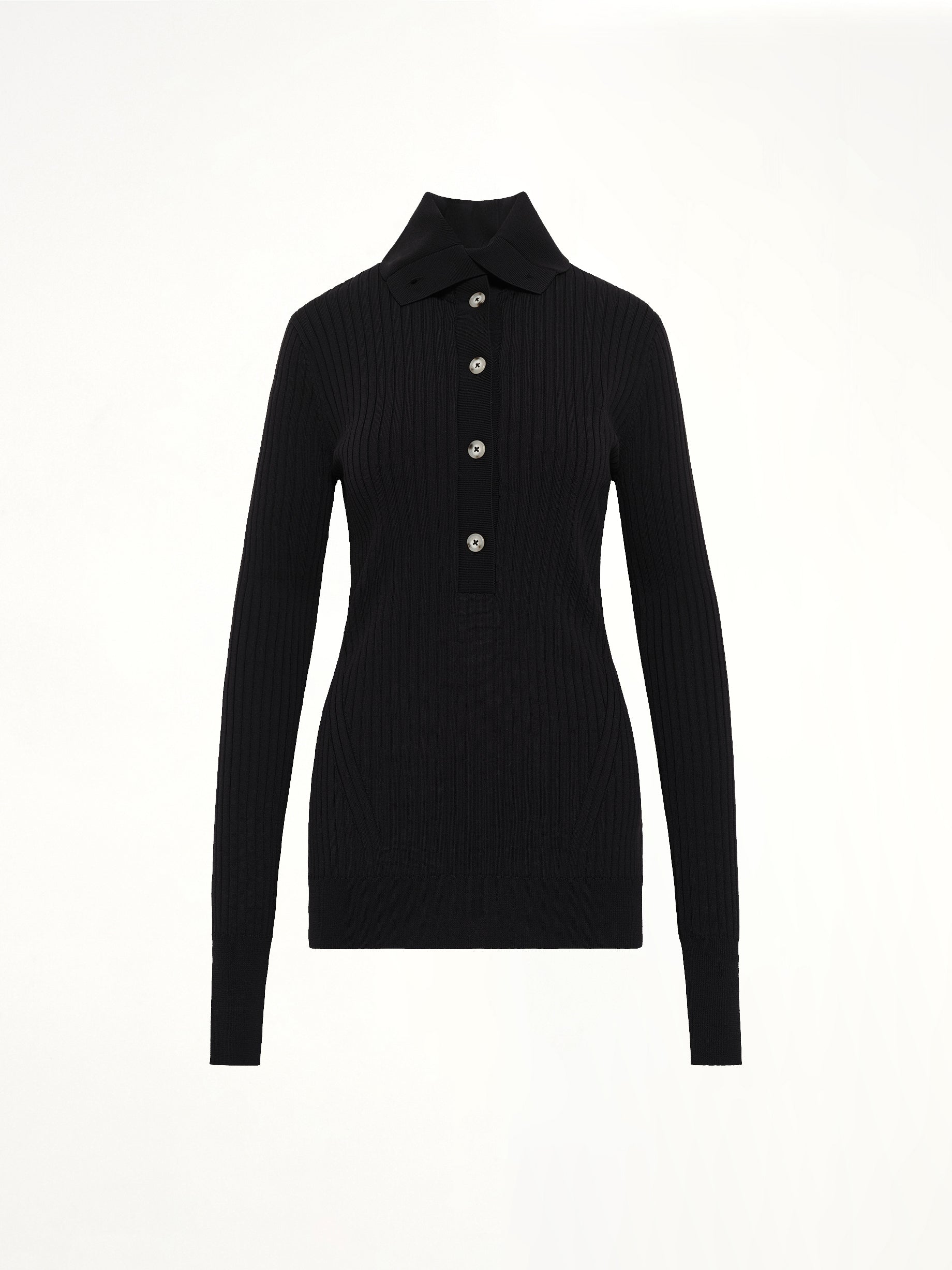 High Neck Henley in Black