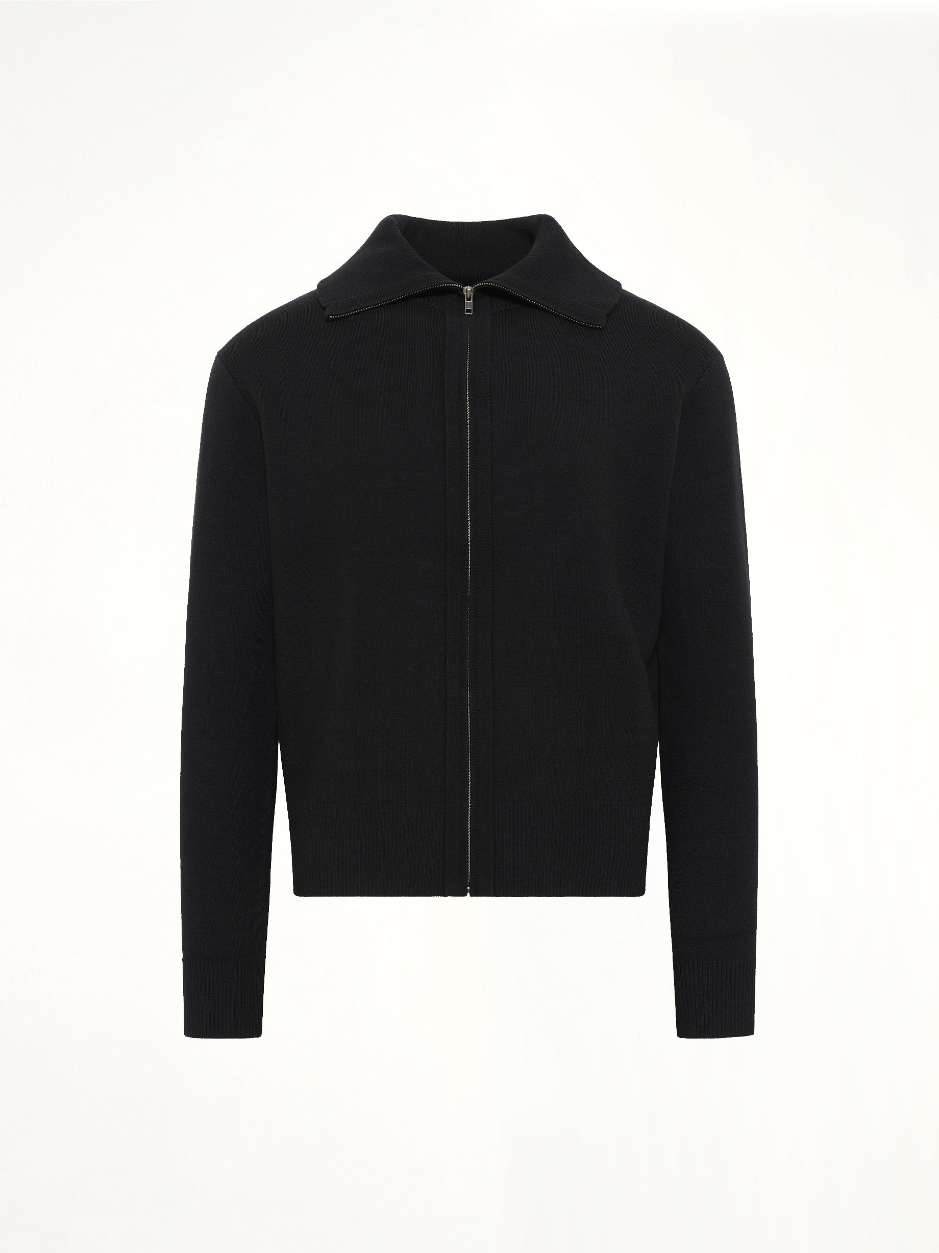 Knit Zip Up Jacket in Black