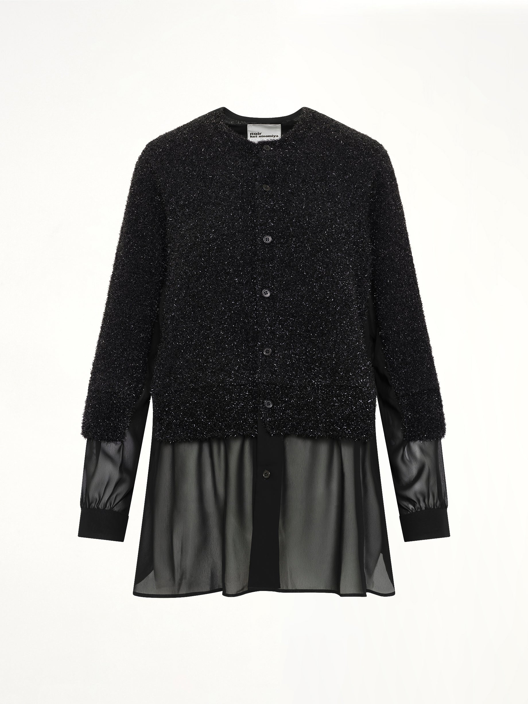 Lame Fur Cardigan in Black