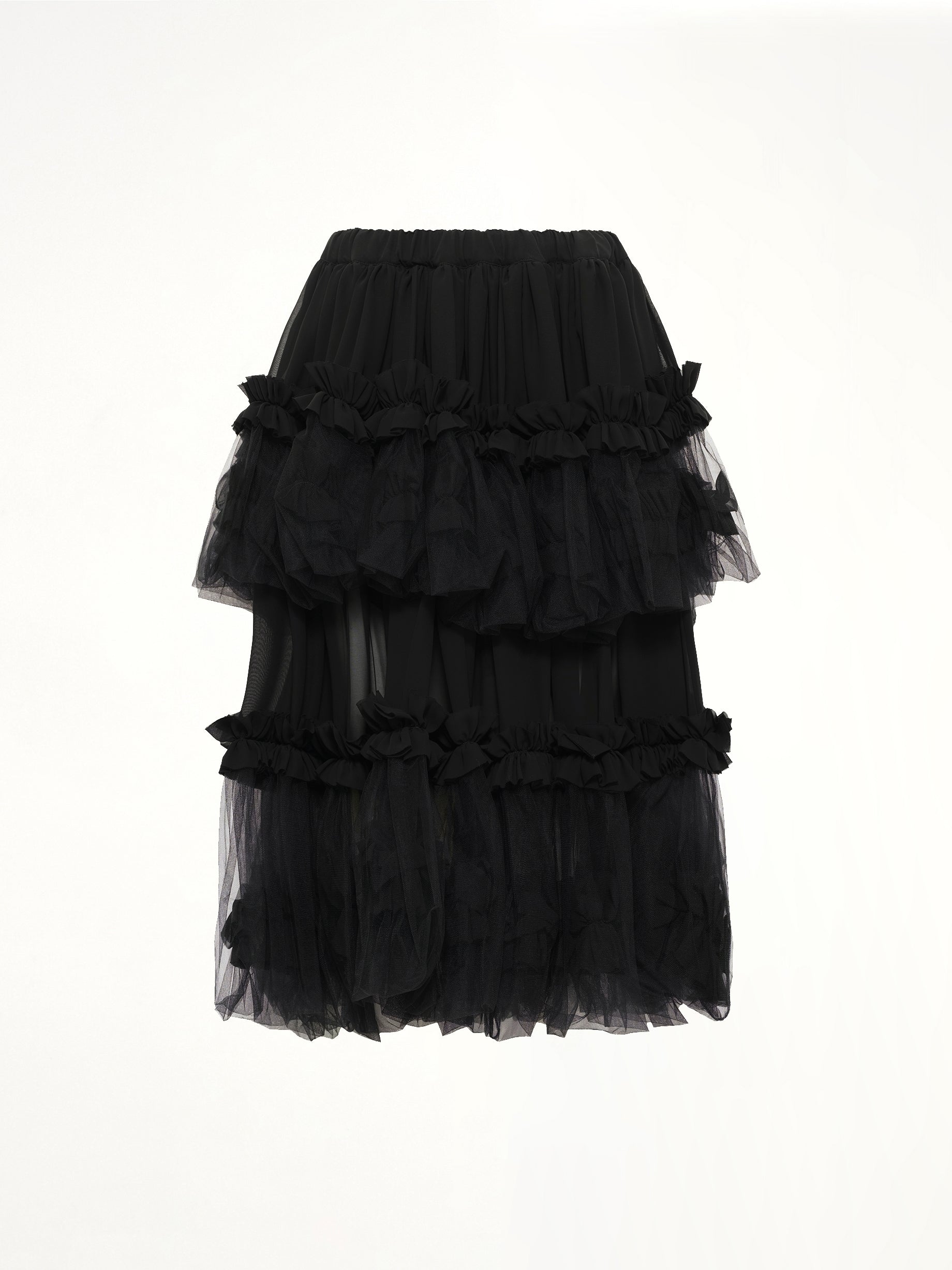 Organza Gathered Skirt in Black