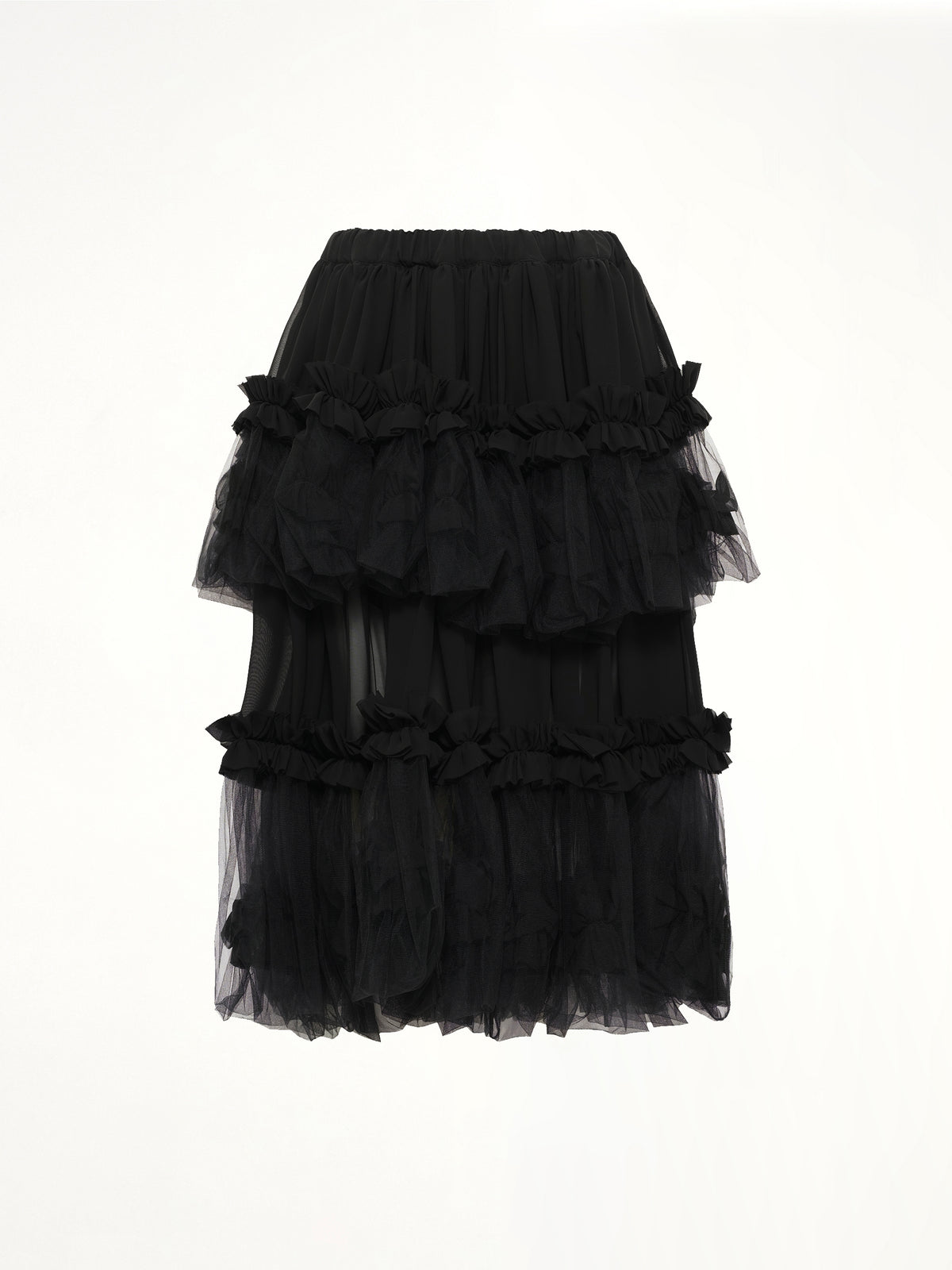 Organza Gathered Skirt in Black