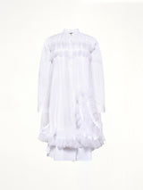Tulle Shirt Dress in White