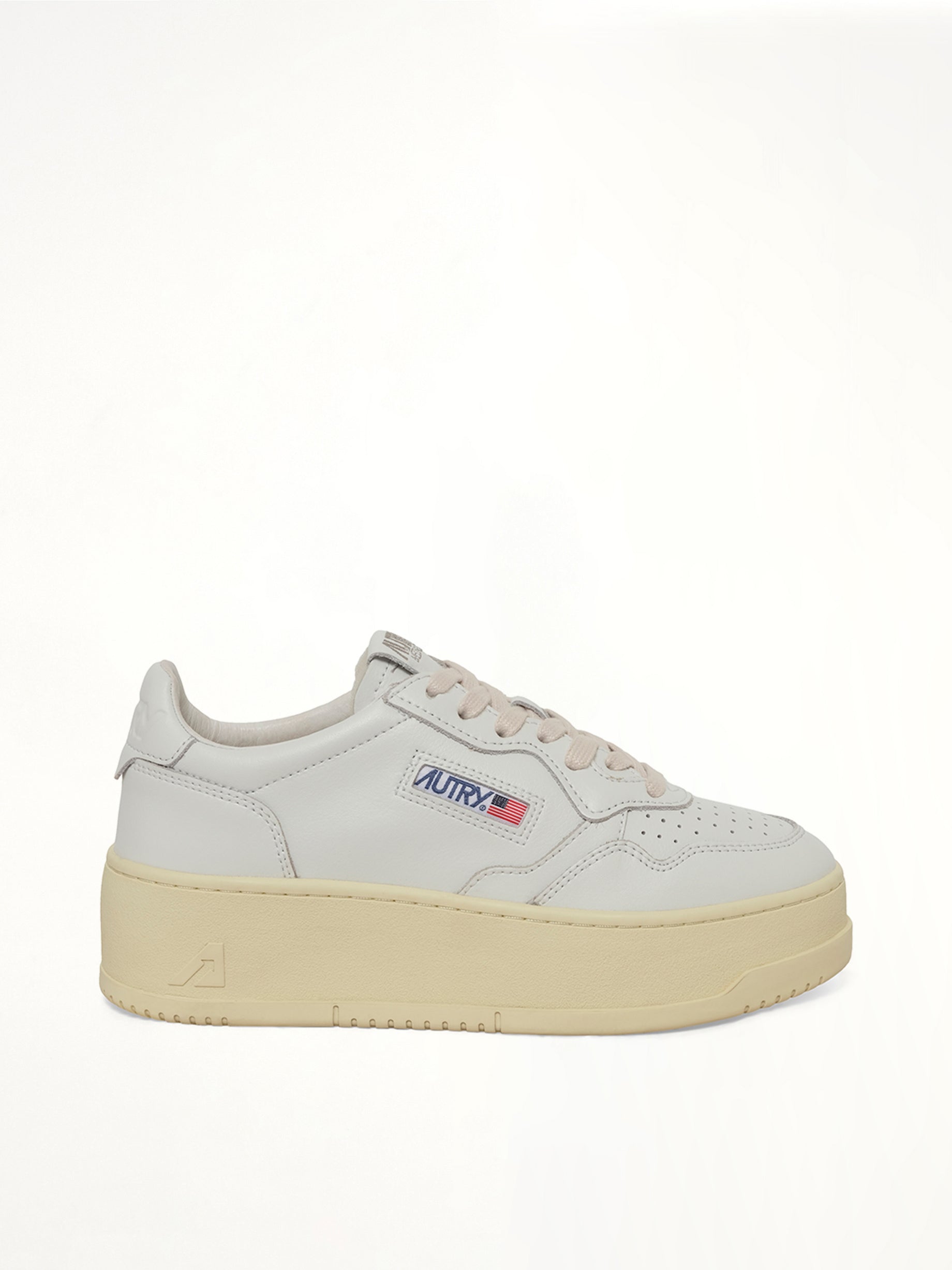 Platform Low Sneaker in White/White